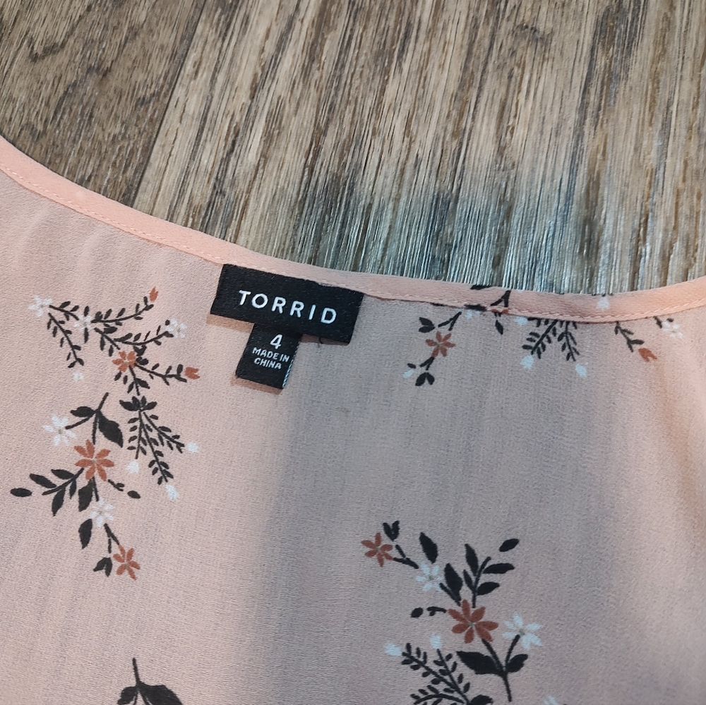 torrid Light Pink Floral High-Low Women's Sheer Top Size 4x - Picture 6 of 8